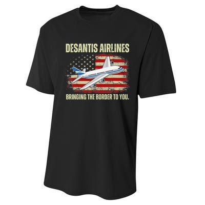 DeSantis Airlines Bringing The Border To You Funny DeSantis Performance Sprint T-Shirt