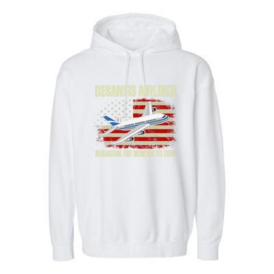 DeSantis Airlines Bringing The Border To You Funny DeSantis Garment-Dyed Fleece Hoodie