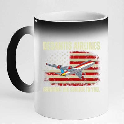 DeSantis Airlines Bringing The Border To You Funny DeSantis 11oz Black Color Changing Mug