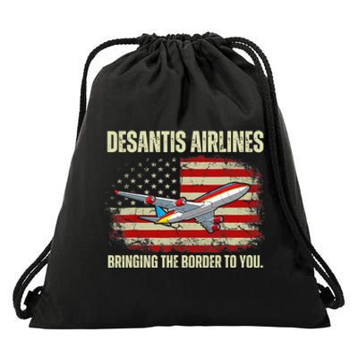 DeSantis Airlines Bringing The Border To You Funny DeSantis Drawstring Bag