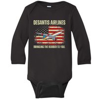 DeSantis Airlines Bringing The Border To You Funny DeSantis Baby Long Sleeve Bodysuit