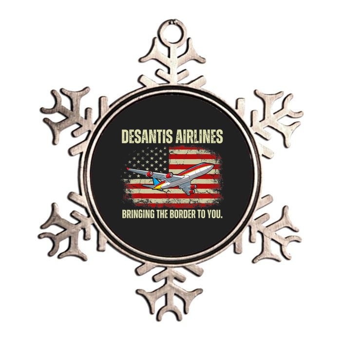 DeSantis Airlines Bringing The Border To You Funny DeSantis Metallic Star Ornament