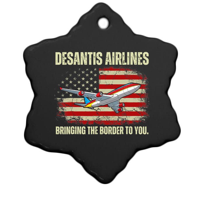 DeSantis Airlines Bringing The Border To You Funny DeSantis Ceramic Star Ornament