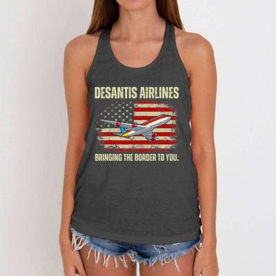 DeSantis Airlines Bringing The Border To You Funny DeSantis Women's Knotted Racerback Tank