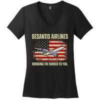 DeSantis Airlines Bringing The Border To You Funny DeSantis Women's V-Neck T-Shirt