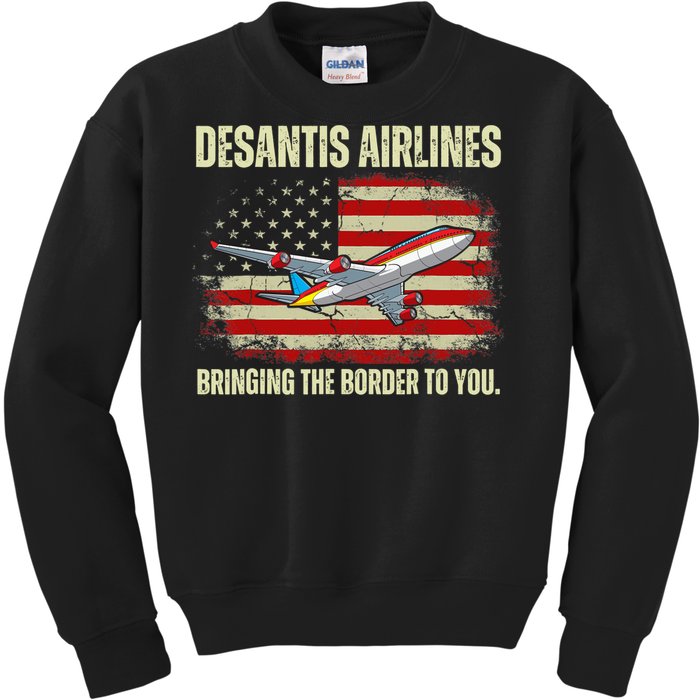 DeSantis Airlines Bringing The Border To You Funny DeSantis Kids Sweatshirt