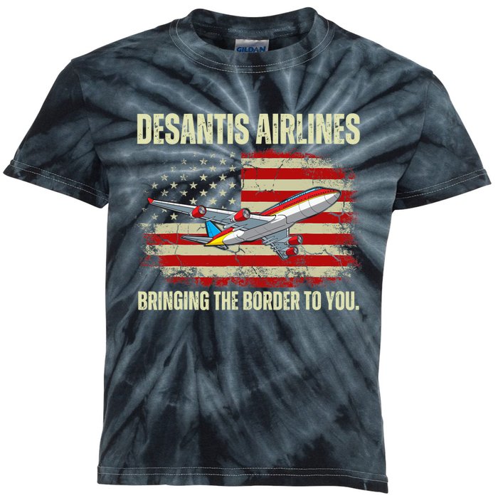 DeSantis Airlines Bringing The Border To You Funny DeSantis Kids Tie-Dye T-Shirt