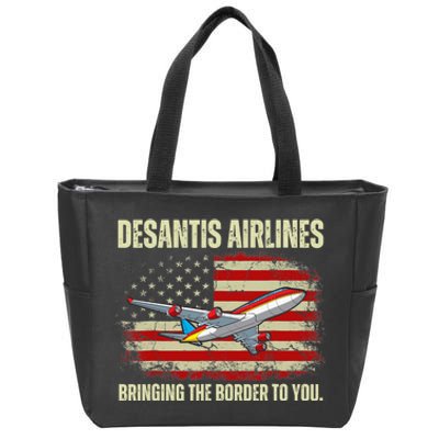 DeSantis Airlines Bringing The Border To You Funny DeSantis Zip Tote Bag