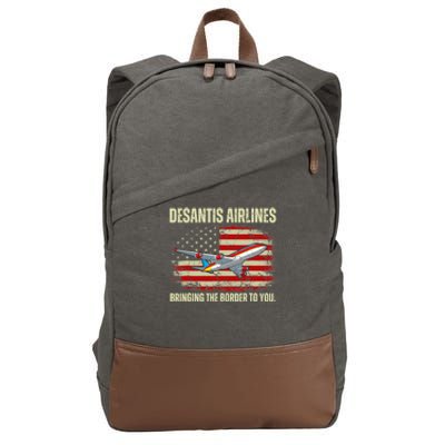 DeSantis Airlines Bringing The Border To You Funny DeSantis Cotton Canvas Backpack