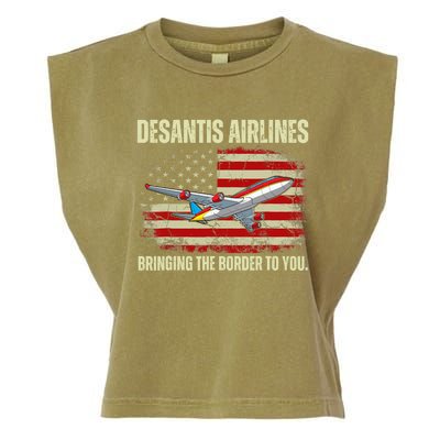 DeSantis Airlines Bringing The Border To You Funny DeSantis Garment-Dyed Women's Muscle Tee