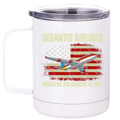 DeSantis Airlines Bringing The Border To You Funny DeSantis 12 oz Stainless Steel Tumbler Cup