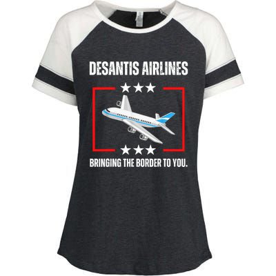 DeSantis Airlines Bringing The Border To You Funny Enza Ladies Jersey Colorblock Tee