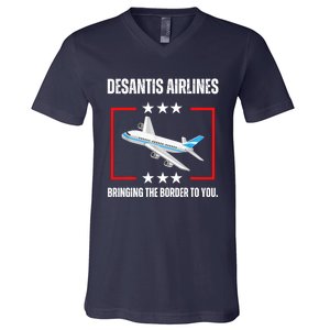 DeSantis Airlines Bringing The Border To You Funny V-Neck T-Shirt