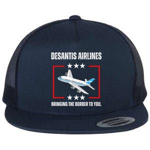 DeSantis Airlines Bringing The Border To You Funny Flat Bill Trucker Hat