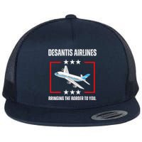 DeSantis Airlines Bringing The Border To You Funny Flat Bill Trucker Hat