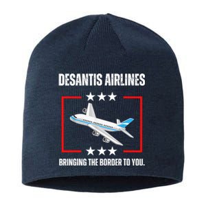 DeSantis Airlines Bringing The Border To You Funny Sustainable Beanie