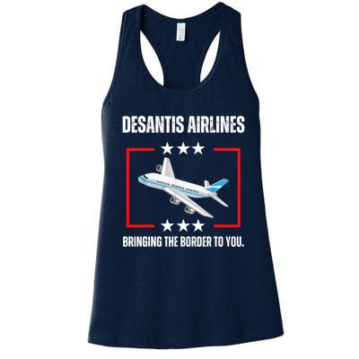 DeSantis Airlines Bringing The Border To You Funny Women's Racerback Tank