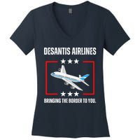 DeSantis Airlines Bringing The Border To You Funny Women's V-Neck T-Shirt