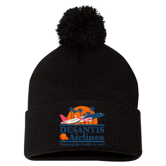DeSantis Airlines Bringing The Border To You DeSantis 2024 Pom Pom 12in Knit Beanie