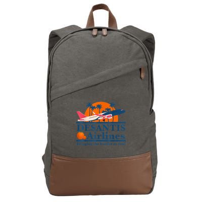 DeSantis Airlines Bringing The Border To You DeSantis 2024 Cotton Canvas Backpack