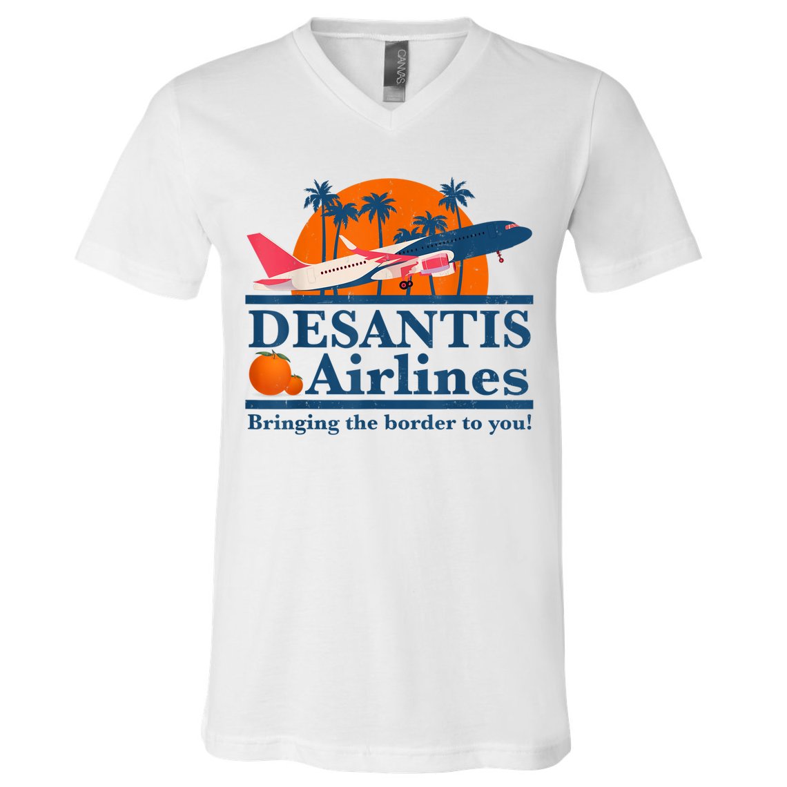 DeSantis Airlines Bringing The Border To You DeSantis 2024 V-Neck T-Shirt