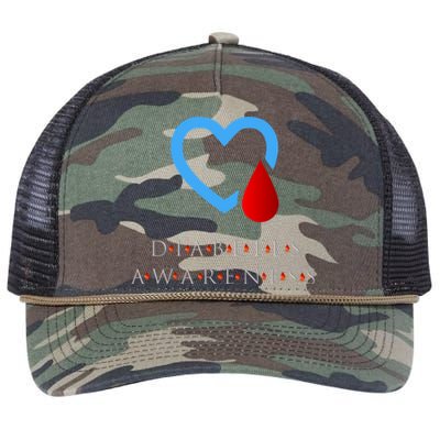 Diabetes Awareness Blue Ribbon Diabetic Cool Gift Retro Rope Trucker Hat Cap