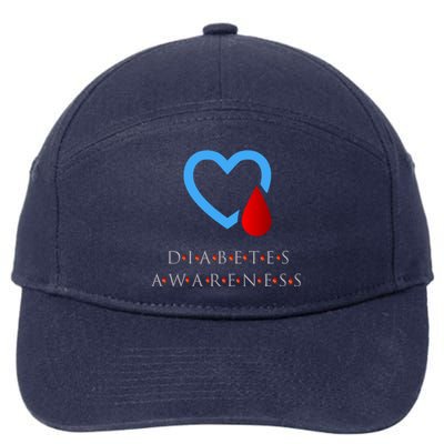 Diabetes Awareness Blue Ribbon Diabetic Cool Gift 7-Panel Snapback Hat