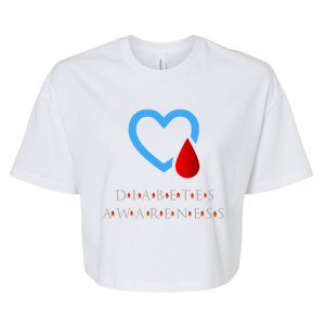 Diabetes Awareness Blue Ribbon Diabetic Cool Gift Bella+Canvas Jersey Crop Tee