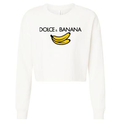 Dolce And Banana Funny Brand Name Cropped Pullover Crew