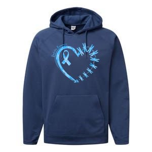 Diabetes Awareness Blue Dragonfly Ribbon Heart Performance Fleece Hoodie