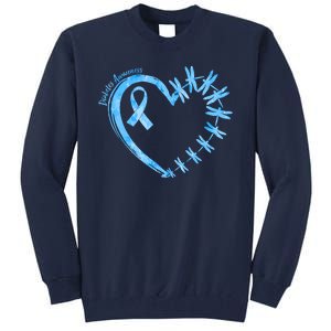 Diabetes Awareness Blue Dragonfly Ribbon Heart Tall Sweatshirt