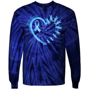 Diabetes Awareness Blue Dragonfly Ribbon Heart Tie-Dye Long Sleeve Shirt