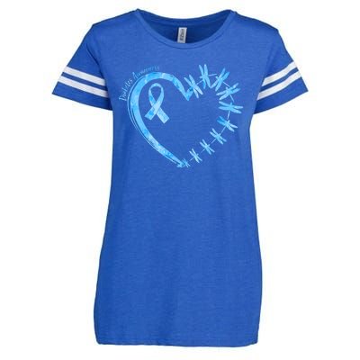 Diabetes Awareness Blue Dragonfly Ribbon Heart Enza Ladies Jersey Football T-Shirt