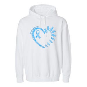 Diabetes Awareness Blue Dragonfly Ribbon Heart Garment-Dyed Fleece Hoodie