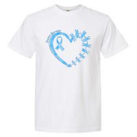 Diabetes Awareness Blue Dragonfly Ribbon Heart Garment-Dyed Heavyweight T-Shirt