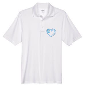 Diabetes Awareness Blue Dragonfly Ribbon Heart Men's Origin Performance Pique Polo