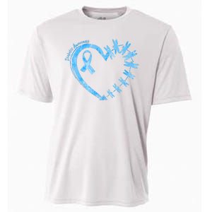 Diabetes Awareness Blue Dragonfly Ribbon Heart Cooling Performance Crew T-Shirt