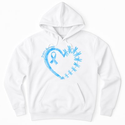Diabetes Awareness Blue Dragonfly Ribbon Heart Hoodie