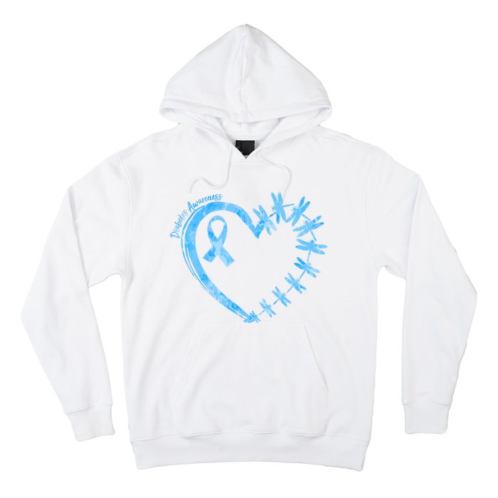 Diabetes Awareness Blue Dragonfly Ribbon Heart Hoodie