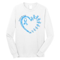 Diabetes Awareness Blue Dragonfly Ribbon Heart Long Sleeve Shirt