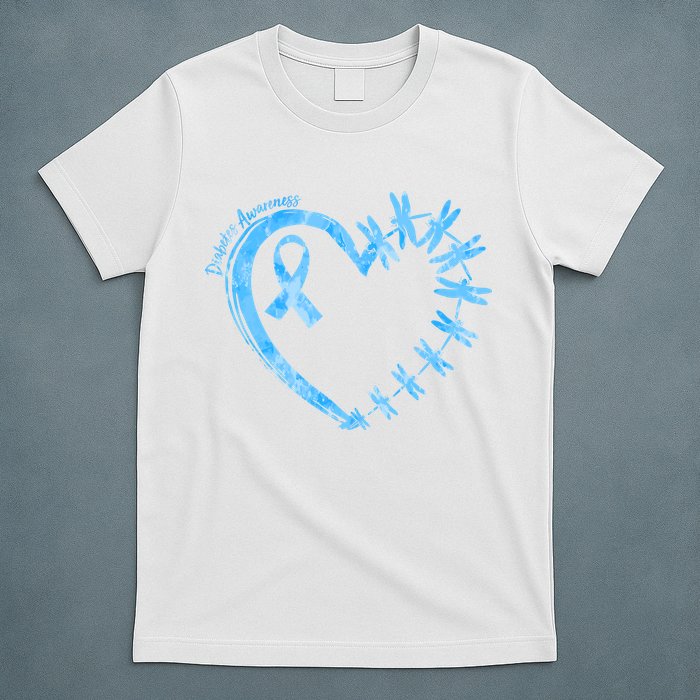 Diabetes Awareness Blue Dragonfly Ribbon Heart T-Shirt