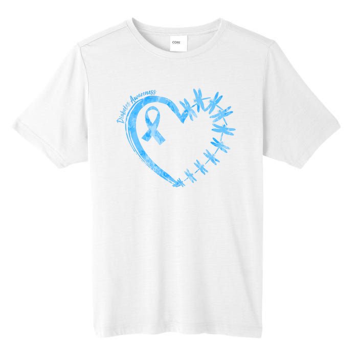 Diabetes Awareness Blue Dragonfly Ribbon Heart Tall Fusion ChromaSoft Performance T-Shirt