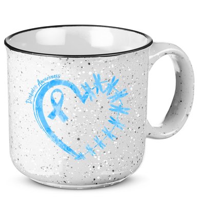 Diabetes Awareness Blue Dragonfly Ribbon Heart 15oz Campfire Ceramic Mug