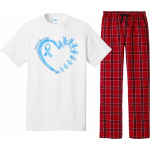 Diabetes Awareness Blue Dragonfly Ribbon Heart Pajama Set