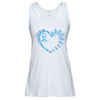 Diabetes Awareness Blue Dragonfly Ribbon Heart Ladies Essential Flowy Tank