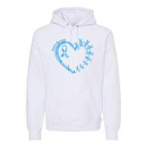 Diabetes Awareness Blue Dragonfly Ribbon Heart Premium Hoodie