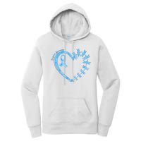 Diabetes Awareness Blue Dragonfly Ribbon Heart Women's Pullover Hoodie