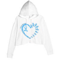 Diabetes Awareness Blue Dragonfly Ribbon Heart Crop Fleece Hoodie