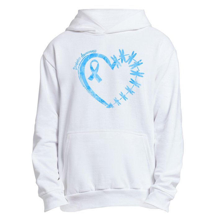 Diabetes Awareness Blue Dragonfly Ribbon Heart Urban Pullover Hoodie