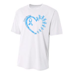 Diabetes Awareness Blue Dragonfly Ribbon Heart Performance Sprint T-Shirt